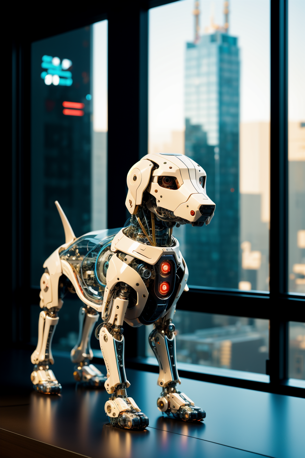 03138-497001987-cyberpunk city in background,(sleek stealth),(transparent_1.5),,Mechanical dog,(Mechanical parts_1.3),.png